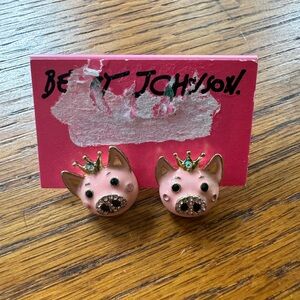 Betsey Johnson Pig Stud Earrings